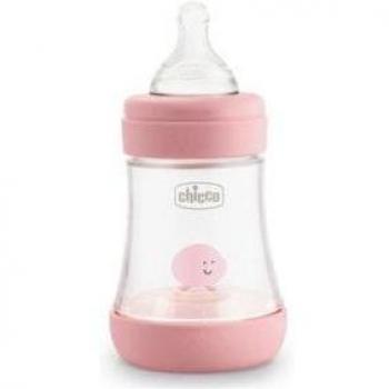 Biberón de Plástico con Tetina de Silicona Chicco Perfect5 Rosa 0m+ Flujo Lento 150 ml