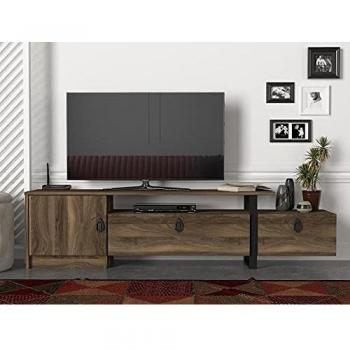 Skyedecom - Mueble de televisión de nogal Le Noir con soportes y muebles de TV Aramis 804TRH3042