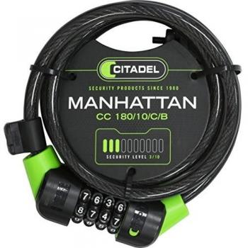 Citadel Manhattan - Candado de Cable Espiral con Combinación, 180 cm