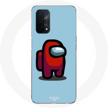 Funda Oppo A74 5G Among Us Videojuego Fondo Azul