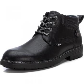 Botines Casual para Hombre Refresh con Cordones y Cremallera Lateral - Color Negro, Talla 40