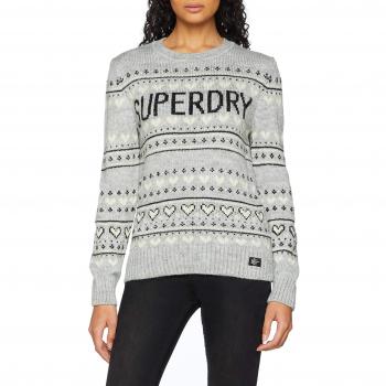 Superdry Cleveland Fairisle Knit, Jersey para Mujer, Gris
