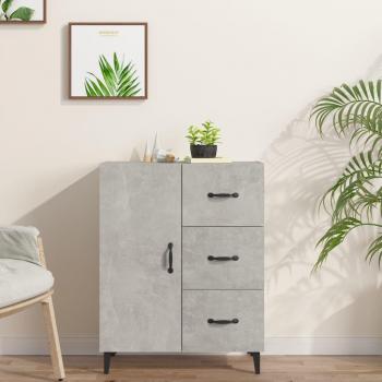 Aparador de madera contrachapada 69,5x34x90 cm con acabado en gris hormigón, mueble de almacenaje para salón, armarios con puertas y cajón de madera, buffet moderno, armario auxiliar
