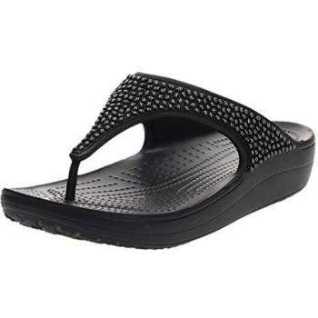 Crocs Sloane Embellished Flip, Zapatos de Playa y Piscina para Mujer, Negro