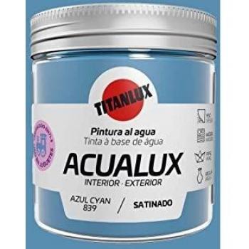 Titanlux Acualux pintura acrílica multiadherente Satinado Azul Cyan 75 ml