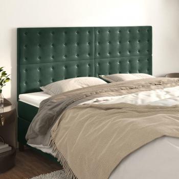 Cabeceros de Terciopelo Verde Oscuro 4 Piezas 80x5x78/88 cm