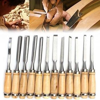 JOYOOO 12 Piece 8 inches Wood Carving Hand Chisel hand set Tool Set Woodworking Professional