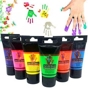 OCEANO 6×30ml Botes Pintura de Dedos para niños, Pintura de Dedos，Lavable Pinturas para niños no tóxicas, de Color Natural y ecológico