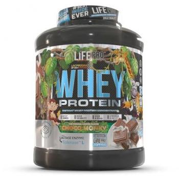 Whey Choco Monky 2kg Limited Edition Life Pro - Suplemento deportivo en formato saco, 2000g, diseñado para evitar el catabolismo, mejorar el rendimiento y proteger los tejidos