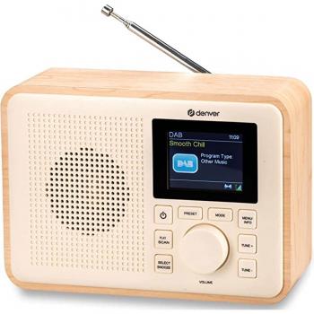 Denver DAB-60LW Radio Portátil Analógico y Digital Blanco, Madera