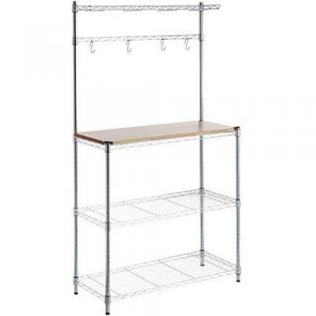 AmazonBasics - Estantería de cocina, Madera/Cromo