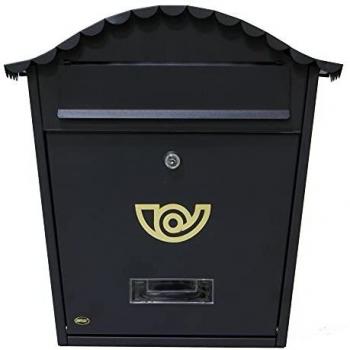 Amig 7464 - Buzón de exterior Modelo 1 | Fabricado en acero | Color negro | Medidas 37 x 32 x 10,5 cm