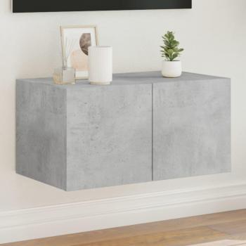 Mueble de TV de pared con luces LED gris hormigón 60x35x31 cm vidaXL