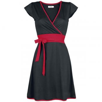 Innocent Vestido Hana Mujer Vestido Corto Negro/Rojo M, 95% Polyester,5% Elastán, Regular