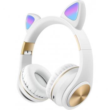 Auriculares Inalámbricos Bluetooth 5.0 Plegables Estéreo con Diseño de Gato y Micrófono para Juegos y Teléfono PC