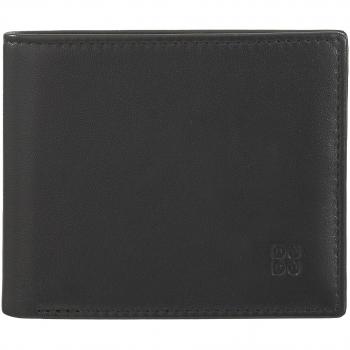 Cartera horizontal de piel de becerro negra con monedero y protección RFID para hombres