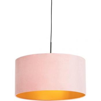 Lámpara colgante de terciopelo rosa con detalles en oro, 50 cm - COMBI