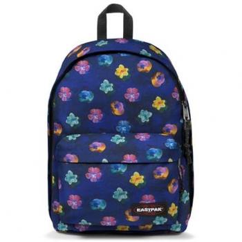Mochila Eastpak Out Of Office 27L Flower Blur Azul Marino con Rosa y Amarillo