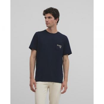 Camiseta Silbon azul marino manga corta con bolsillo de miniraquetas para Hombre