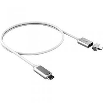 Cable de carga magnético USB-C a USB-C 3 m 100 W plateado