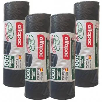 Bolsas de Basura Ultra Resistentes 100L, 80% Recicladas, Pack de 40 (4 rollos de 10) - Cubo Comunidad