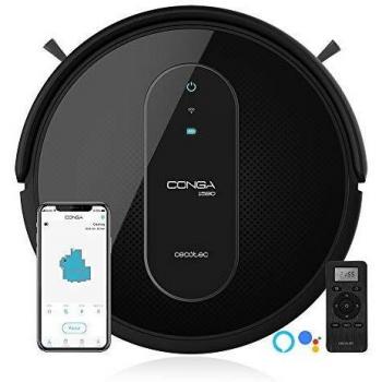 Cecotec Robot Aspirador Conga Serie 1590 Active. 1400Pa, Alexa&Google Assistant, Sistema iTech SmartGyro 2.0, Aspira, Barre y Pasa la mopa o Friega, App con Mapa, Cepillo para Mascotas, Muro Magnético