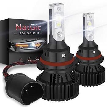 NATGIC 9007 HB5 Bombillas de Faros LED Kit de Conversión 16000LM 16 Chips XHP50 Blanco Puro 6500K Hi/Lo Impermeable todo en uno, CC 9-32 V, 2 años de Garantía
