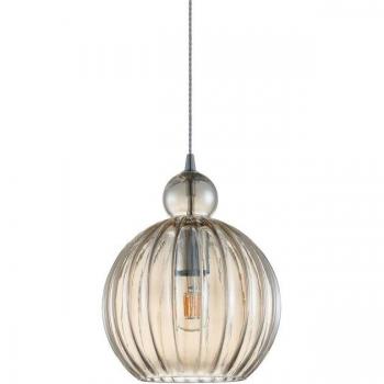 Lámpara colgante moderna Biron Chrome con pantalla coñac, regulable E27, 1 luz