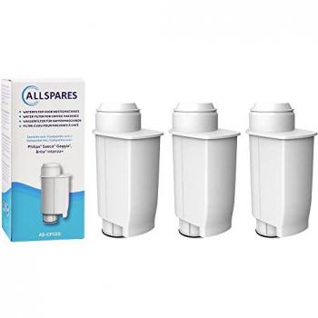 Lote de 3 cartuchos filtrantes AllSpares para cafeteras Philips/Saeco/Gaggia/Dr. Coffee, compatible con Brita Intenza+