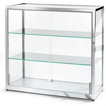 Vitrina Media Altura 910 mm con 2 Puertas Correderas, Acabado en Acero Inoxidable, Dimensiones 1000 x 400 mm