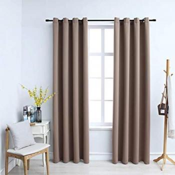 vidaXL Cortinas opacas con anillas de metal 2 pzs gris topo 140x225 cm