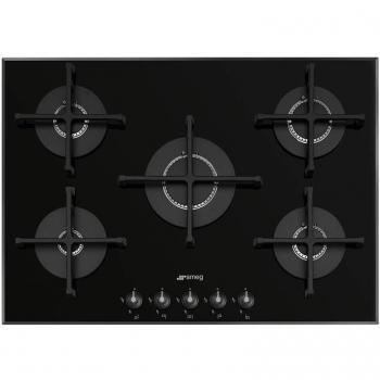 Smeg PV175B3 Placa de Gas, 72 cm, 5 Quemadores, Color Negro