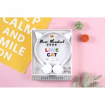 Auriculares Estéreo con Micrófono para Niños Cute Face - Auriculares Over-Ear con Diseño de Gato y Paquete Retail