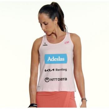 Camiseta Bullpadel Gemma Triay Premier Padel Edrar Rosa Pastel - Camiseta de mujer, diseño exclusivo de Gemma Triay, color rosa pastel, fabricada con tecnología de transpiración, ajuste cómodo y