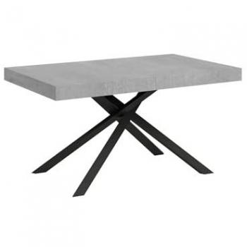 Mesa extensible 90x160/264 cm efecto madera gris cemento con estructura de hierro antracita