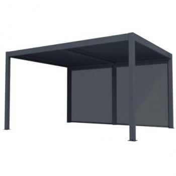 Pérgola Bioclimática Autoportante Eléctrica Antracita en Aluminio con Lamas Orientables y Cortina Retráctil 3,67 m - 12 m²