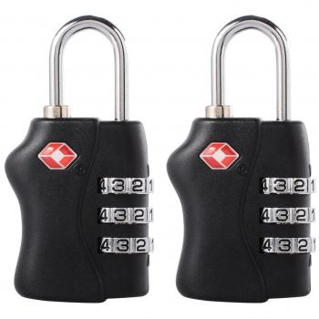 2 Pack TSA Aprobado Equipaje Viaje Traba - 3 Dial Combinación Candado de Seguridad para Maletas, Bolsas, Taquillas de Gimnasio