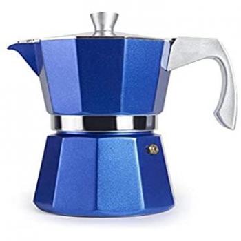 Cafetera Express Evva Azul IBILI 9 Tazas, 450 ml, Aluminio Fundido, Apta para Inducción