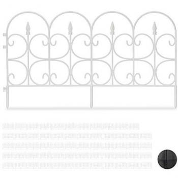 Set de 60 Vallas Decorativas para Jardín, Vallado Altura 30 cm, Largo 40 m, con Estacas, Blanco Resistente a la Intemperie