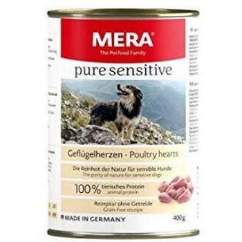 Mera Dog Comida Húmeda Pure Sensitive Sabor Corazón de Ave de Corral 400g (Paquete de 6)
