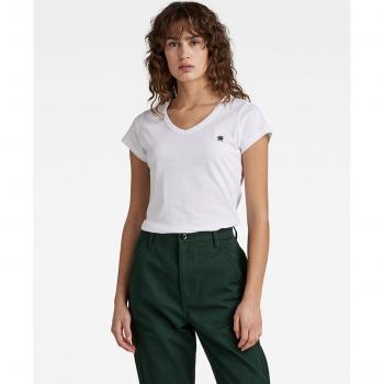 G-Star Raw Women's Eyben Slim Fit Organic Cotton V-Neck T-Shirt in White