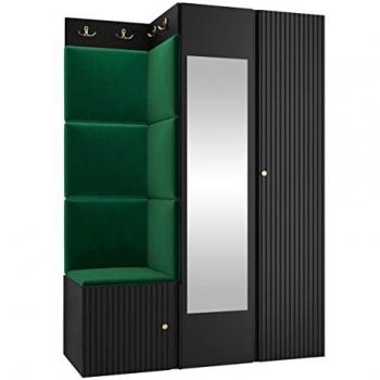 Conjunto de Recibidor Hartford 388 con Espejo, Aglomerado Laminado, Dimensiones 186x116x46cm, Disponible en Verde y Negro