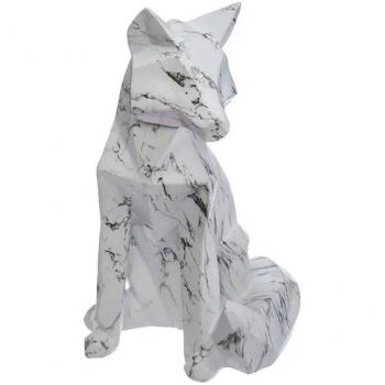 Estatua de Zorro Origami en Resina Blanca 25cm