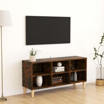 Mueble de TV con patas de madera maciza en roble ahumado, dimensiones 103,5x30x50 cm, ideal para salón y televisor