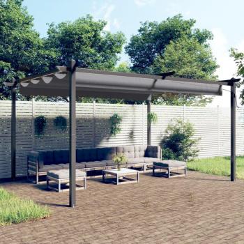 Pérgola de jardín con techo retráctil 4x3 m Antracita
