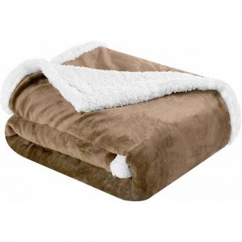 LANGRIA Manta de Sofá Tacto Aterciopelado, Reversible de Franela/Sherpa, Suave, Transpirable, Ligera, Ecológica y de Fácil Cuidado