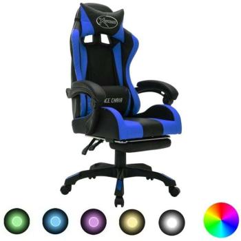 Silla Gaming LED RGB Cuero Sintético Azul y Negro