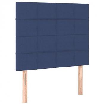 Cabecero con luces LED tela azul 90x5x118/128 cm
