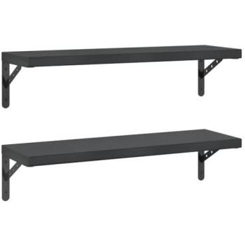 Estantes de pared 2 uds acero inoxidable negro 75x23,5 cm