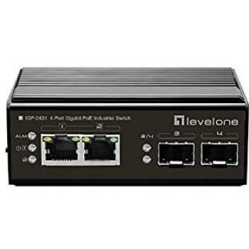 LevelOne IGP-0431 Unmanaged Gigabit Ethernet Switch with PoE, 4 Ports, -40°C to 75°C